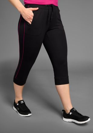 Kangaroos Jogginghose KANGAROOS, Damen, Gr. 40, N-Gr, schwarz, Sweatware, Obermaterial: 95% Baumwolle, 5% Elasthan, kontrastfarbene Details, bequem 3/4-L&auml;nge, H