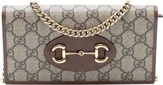 Gucci Pre-owned Gucci GG Supreme Horsebit 1955 Wallet On Chain 621892 2149