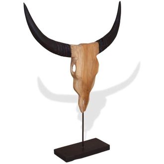 vidaXL Scultura Teschio di Toro in Teak 66x15x88 cm - Vidaxl