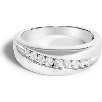 House of Brilliance Mens Silver 1/2 Cttw Diamond 9 Stone Band Ring in White at Nordstrom, Size 10.5