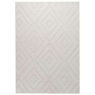Beliani Alfombra Rectangular Decorativa De Jacquard 160 X 230 Cm Blanco Crema Borah