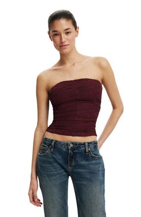 Cotton On Womens Cara Corset Bandeau in Cherrywood Lace at Nordstrom, Size Xx-Small