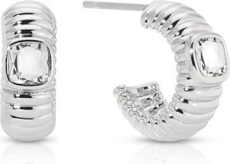 Ettika Contemporary Textured Small Hoop Earrings in Silver at Nordstrom