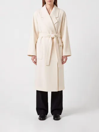 Elisabetta Franchi Cappotto lungo a vestaglia in 100% lana con cintura