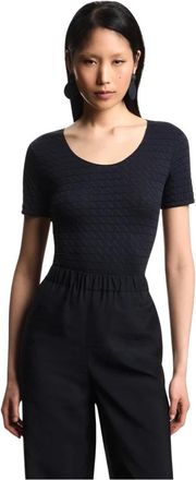 Emporio Armani Trui - Dames - Ronde hals truien - Blauw - M - Nylon - Truien & Vesten