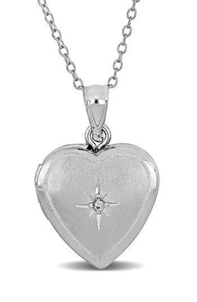 Delmar Cubic Zirconia Heart Locket Pendant Necklace in Silver at Nordstrom Rack