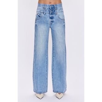 Pistola Denim Caleb Double Waistband Wide Leg Jeans in Era at Nordstrom, Size 33
