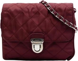 Prada Pre-owned Shoulder Bags, female, Red, Size: ONE SIZE Pre-owned Quilted Nylon Crossbody Bag