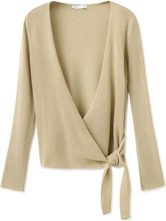 Mango Side Tie Wrap Cardigan in Aqua Green at Nordstrom, Size Small