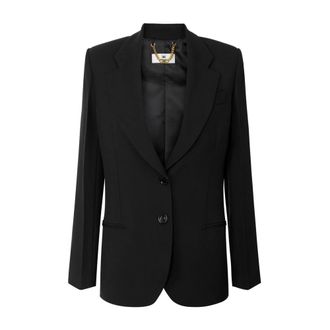 Elisabetta Franchi Vloeiende Gabardine Blazer - Dames - Jassen - Zwart - Maat: S Gabardine