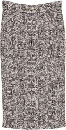 Elisabetta Franchi Rok in viscose stof met pythonprint - Dames - Midirokken - Zwart - L - Polyester - Rokken