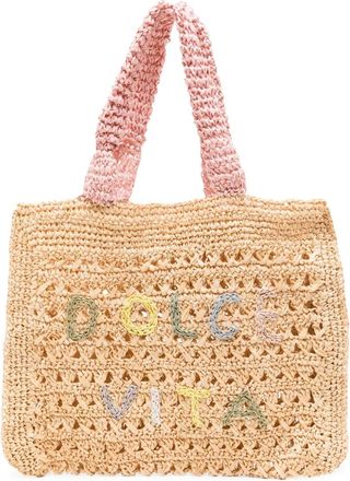 De Siena shoes Borsa tote in rafia alluncinetto - Toni neutri