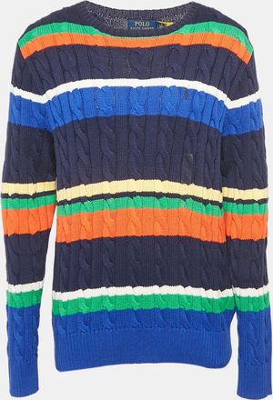 Ralph Lauren Polo Ralph Lauren Blue Striped Cable Knit Sweater
