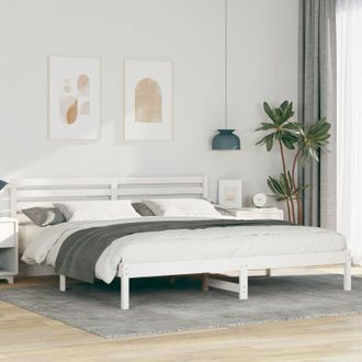 Berkfield Home with Headboard White 180 x 200 cm Solid pine wood