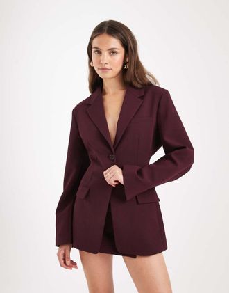 Asos Blazer stretto in vita color prugna-Viola