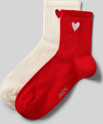 Jake*s Casual Socken mit Label-Print im 2er-Pack in Kirsche, Gr&ouml;&szlig;e 35-38
