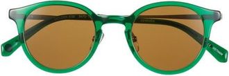 Eyebobs Golden Age 45mm Small Polarized Round Sunglasses in Green Apple /Silver /Brown at Nordstrom