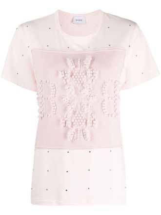 Barrie logo-embroidered embellished T-shirt - Pink