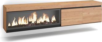 Skraut Home Skraut Home - Mueble Tv, Televisi&oacute;n, Muebles De Sal&oacute;n, Almacenaje, 210, Para Tv Hasta 80, Chimenea El&eacute;ctrica Xxl, Colgado, Suspendido, Estilo Moderno,