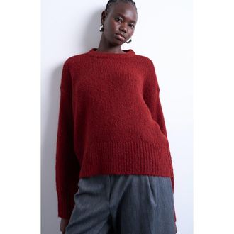 Topshop Fluffy Crewneck Sweater in Red at Nordstrom Rack, Size X-Small
