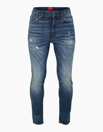 HUGO BOSS Mens Mid Rise Slim Fit Five Pocket Jeans - Navy - Size: 36W r