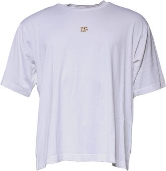 Dolce & Gabbana White DG Logo Crew Neck Short Sleeve Mens T-shirt (Pre-Owned)