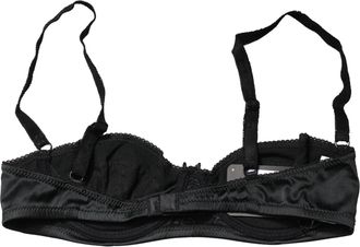 Dolce & Gabbana Womens Black Semi-Pad Underwire Balconette Bra Underwear Elastane Silk Clothing