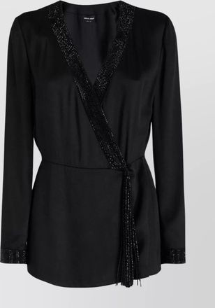 Giorgio Armani crystal embellished long satin jacket