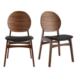Miliboo Miliboo - Set De 2 Sillas N&oacute;rdicas De Nogal Y Poliuretano Negro Elton