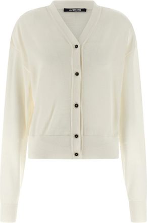 Jacquemus White V-Neck Logo Cardigan