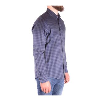 Dondup Casual Shirts, male, Blue, Size: S Checked Long Sleeve Cotton Shirt