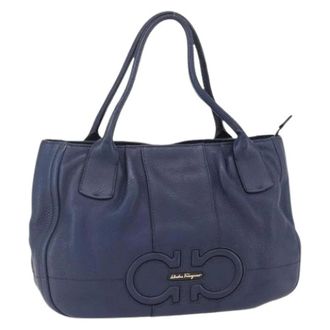 Ferragamo Pre-owned Shoulder Bags, female, Blue, Size: ONE SIZE Pre-owned Leather handbags