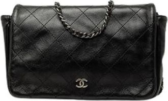 Chanel Pre-owned Quilted Crossbody Bag - Dames - Vintage Schoudertas - Zwart - ONE Size - Leer - Vintage