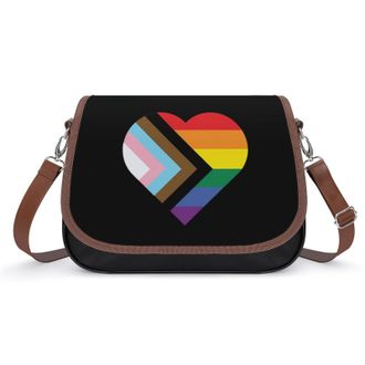 Generic Heart Progress Proud Flag LGBTQ Fashion Womens Crossbody Bags Novelty Handbag Shoulder Bag Purse
