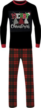 Generic Christmas Pyjamas Xmas Pjs Santa Sleepwear Nightwear Family Matching Pajamas Set for Mens Womens Kids Boys Girls (Black, S)