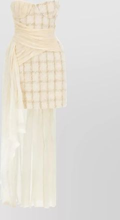 Elisabetta Franchi virgin wool metallic asymmetric strapless midi dress