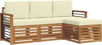 vidaXL Conjunto De Sof&aacute;s De Exterior 4 Uds. Natural Y Crema Vidaxl
