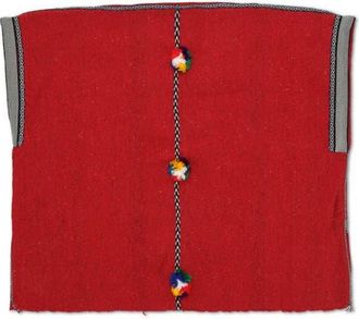 Fortela White Cotton Poncho in Red at Nordstrom, Size One Size Eu