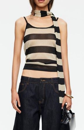 Lioness Dolce Stripe Camisole & Scarf in Sand Stripe at Nordstrom, Size X-Large