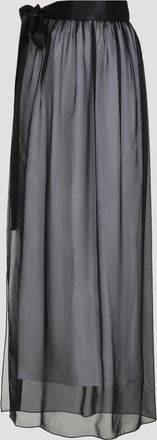 Dolce & Gabbana Black Silk Long Skirt