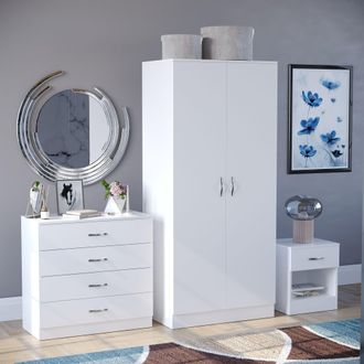 Home Discount Vida Designs Riano Trio Bedroom Set 3 Piece Storage Furniture in White