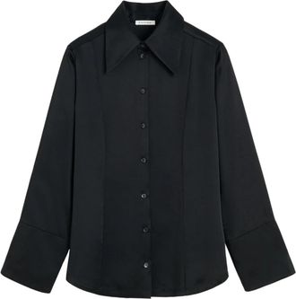 By Malene Birger Rosianna Blouse - Dames - Overhemden - Zwart - XL - Leer - Overhemden