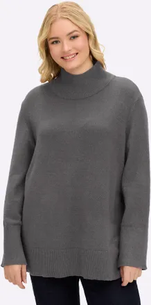 Sheego Strickpullover SHEEGO Pullover, Damen, Gr. 40/42, grau, anthrazit, meliert, 50% Viskose, 28% Polyester, 22% Polyamid, meliert, unifarben, Pullover Str