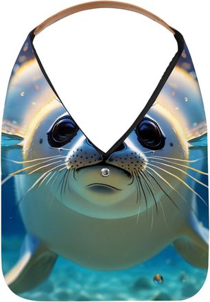 Generic Lovely Harp Seal Swims Underwater Reusable Lightweight Grocery Bags - Foldable Into Compact Pouch, Washable & Sturdy, Multipurpose for Shopping and Tr