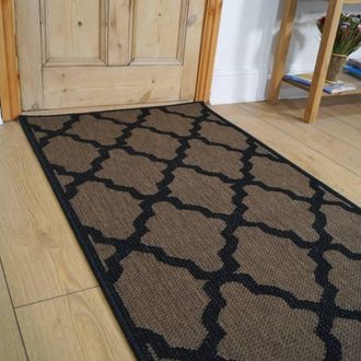 Runrug Hallway Carpet Runner Rug - Hardwearing & Durable, 7mm - Trellis in Black | Size: 66 cm x 330 cm