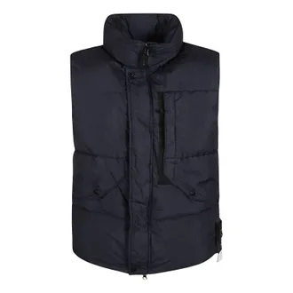 Stone Island Logo Patch High-neck Padded Vest Navy 7915G0423-V0020