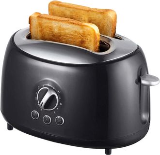 Brentwood Cool Touch 2-Slice Extra Wide Slot Retro Toaster in Black