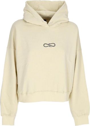 PROPAGANDA Logo Geborduurde Cropped Hoodie - Dames - Hoodies - Beige - L - Katoen - Hoodies & sweatvesten