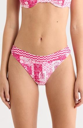 Ramy Brook Isla Printed Hipster Bikini Bottoms in Radiant Pink Combo at Nordstrom, Size X-Small