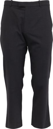 Theory Mid-Waist Regular Fit Cropped Trousers in Dark Grey Wool